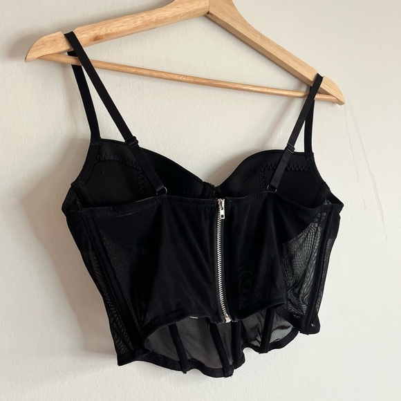Forever 21 Black Sheer Mesh Corset Top – Boned Bustier w/ Zip (Estimated Medium) - Picture 8 of 16